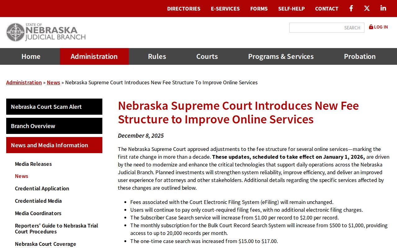 Bartley court docket Nebraska online search fee announcement source