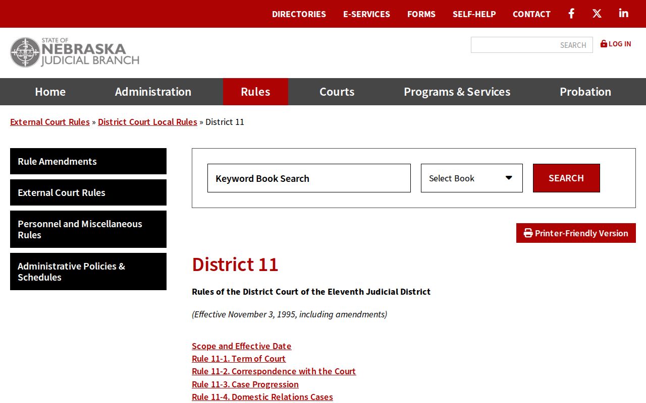 Red Willow County court calendar District 11 local rules source