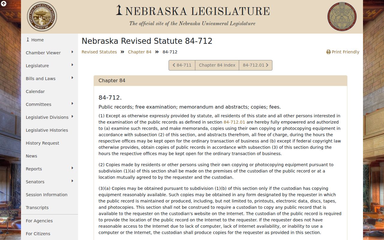 Red Willow County court records Nebraska Public Records Act section 84-712