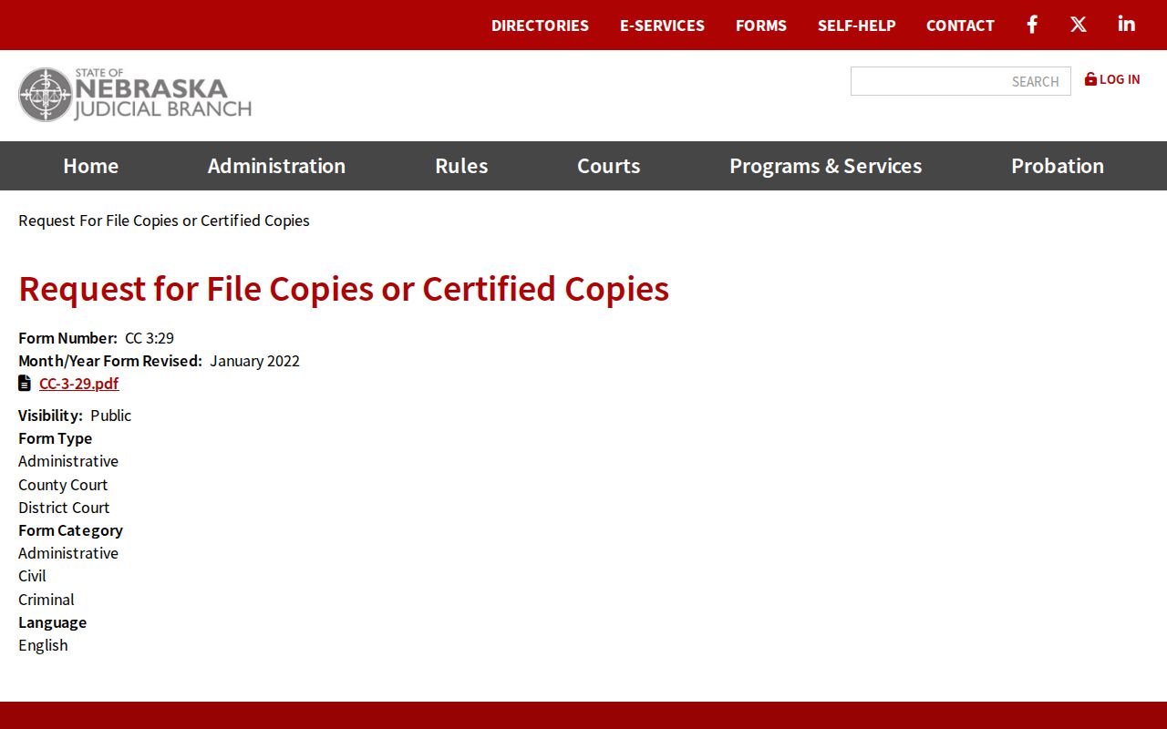 Red Willow County court records CC 3:29 copy request route