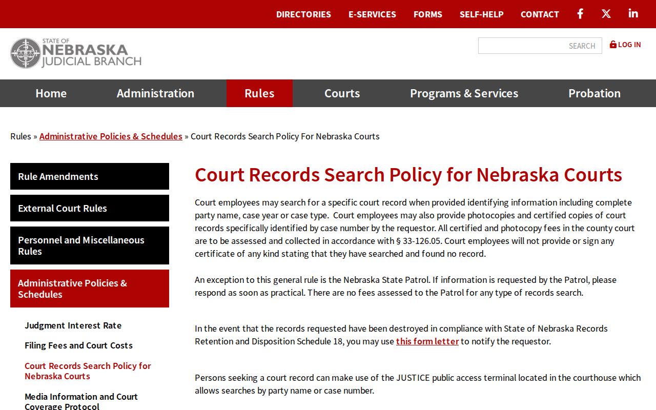 Red Willow County court records clerk search and public-terminal policy