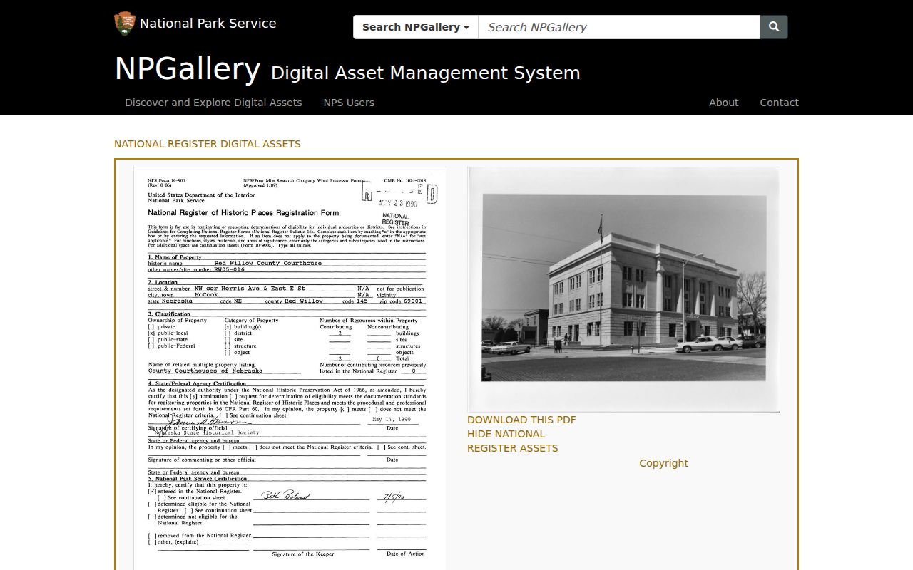 Red Willow County courthouse historic-record source