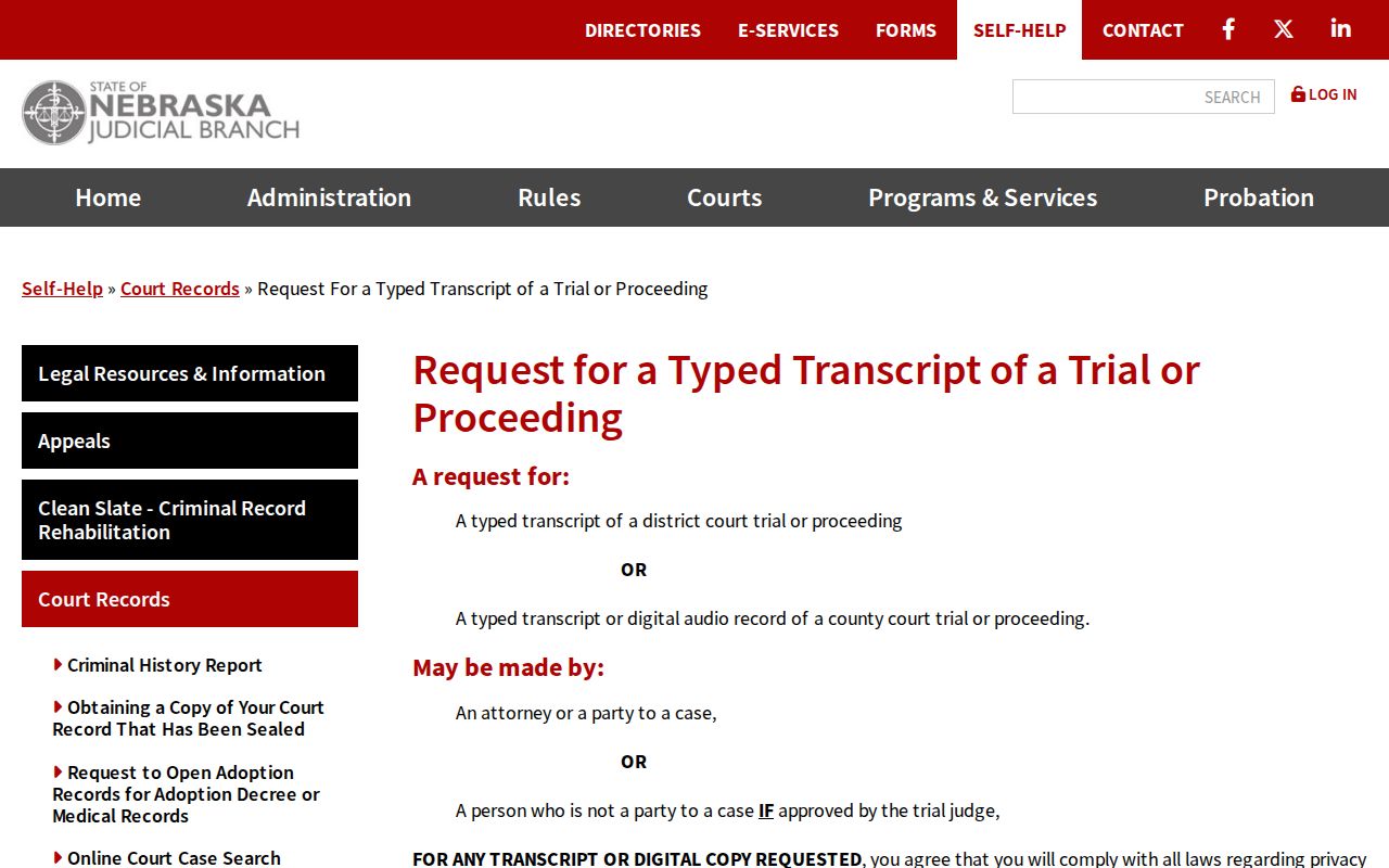 Indianola court docket transcript request source
