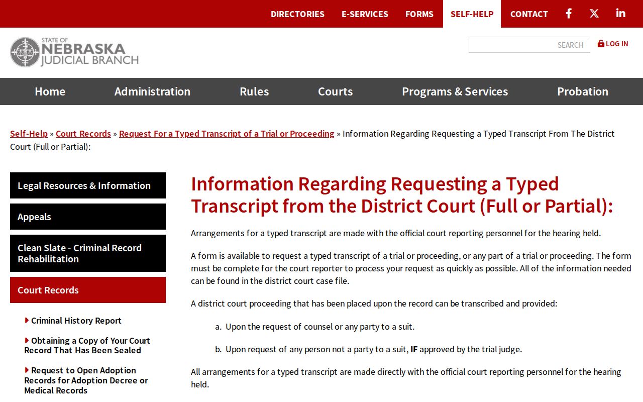 Indianola court docket District Court transcript information source