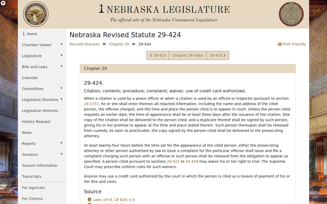 Red Willow County traffic court records Nebraska citation statute