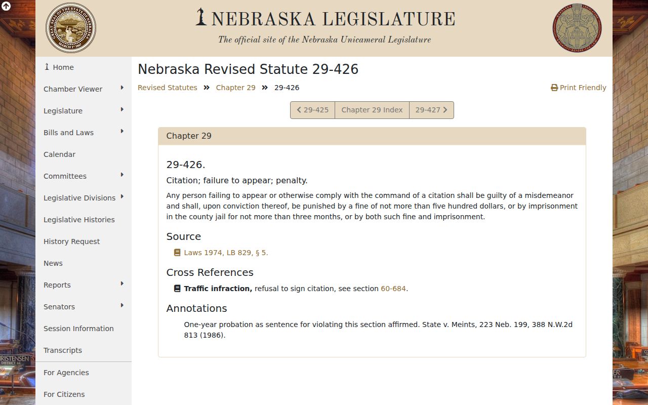Red Willow County traffic court records Nebraska failure-to-appear statute